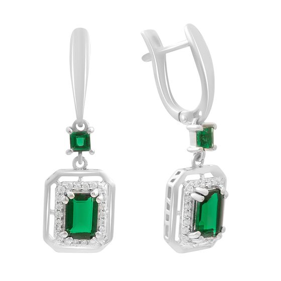 Серебряные серьги с изумрудом nano 2.367ct