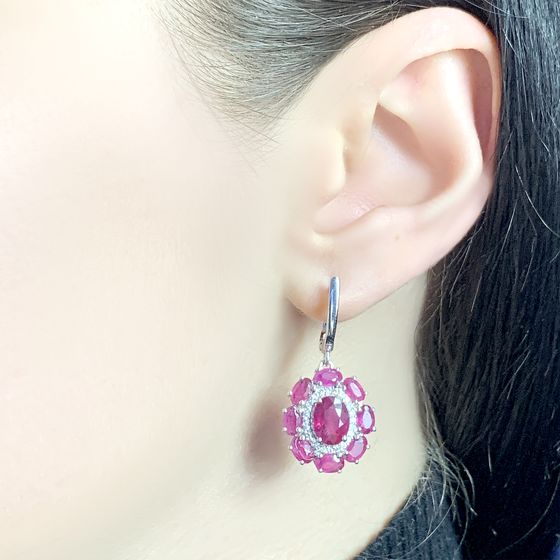 Серебряные серьги с рубином 8.932ct