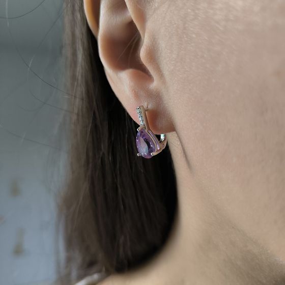 Серебряные серьги с аметистом 3.703ct