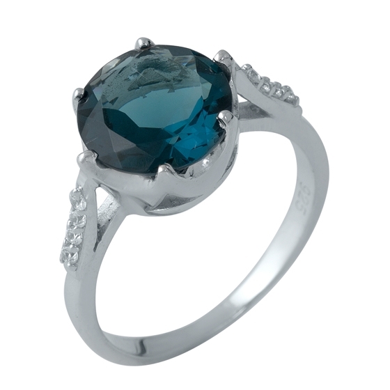 Серебряное кольцо с топазом Лондон Блю 2.8ct