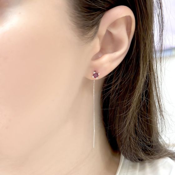 Серебряные серьги с рубином 0.797ct