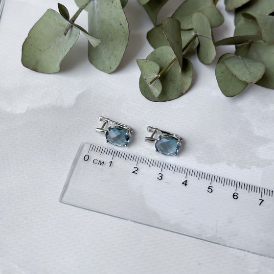 Серебряные серьги с топазом Лондон Блю 4.28ct