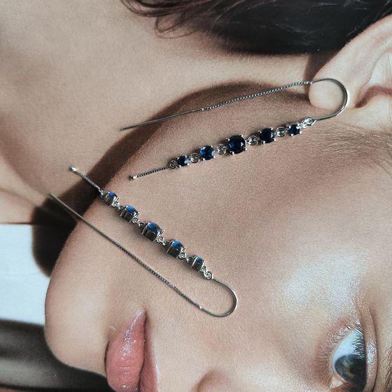 Серебряные серьги с сапфиром nano 1.887ct