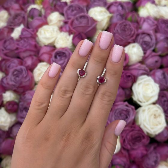 Серебряные серьги с рубином 2.118ct