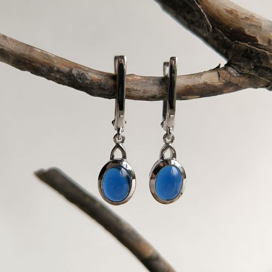 Серебряные серьги с сапфиром nano 2.113ct