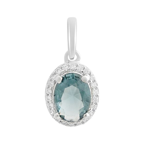Серебряная подвеска с топазом Лондон Блю 1.031ct, фианитами