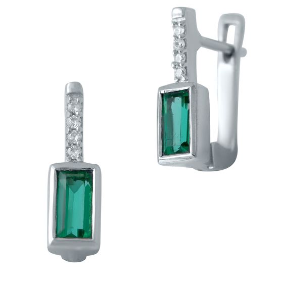 Серебряные серьги с изумрудом nano 0.795ct