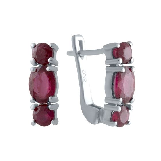 Серебряные серьги с рубином 6.638ct