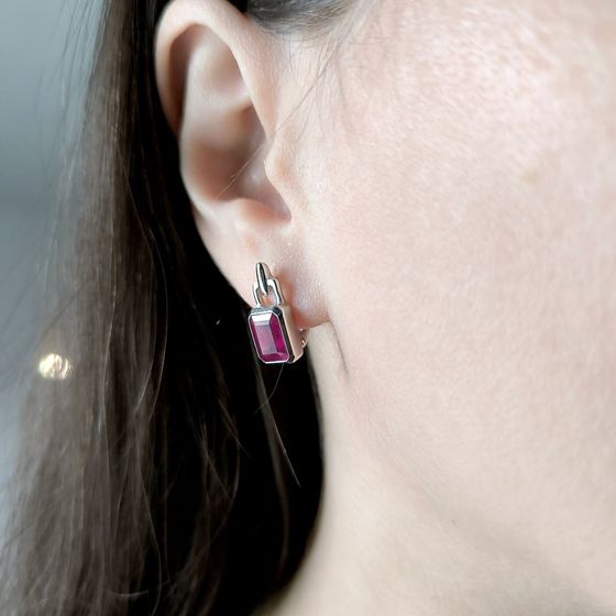 Серебряные серьги с рубином 4.315ct