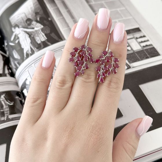 Серебряные серьги с рубином 7.925ct