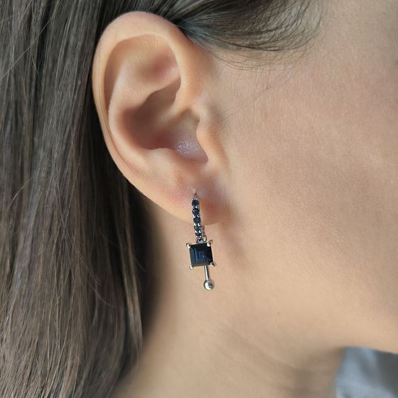 Серебряные серьги с сапфиром nano 2.35ct