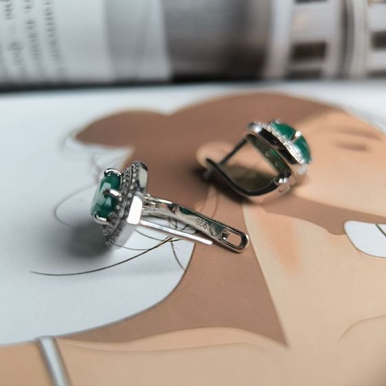 Серебряные серьги с агатом