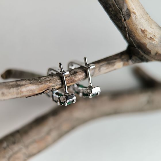Серебряные серьги с изумрудом nano 8.565ct
