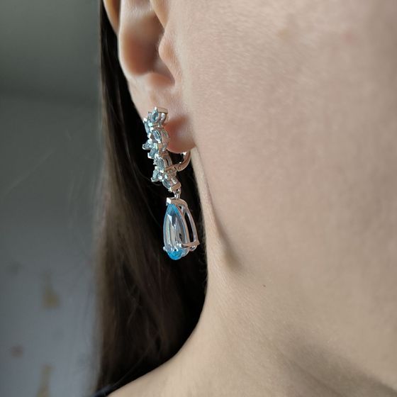 Серебряные серьги с топазом 12.405ct