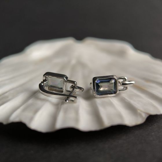 Серебряные серьги с мистик топазом 2.135ct