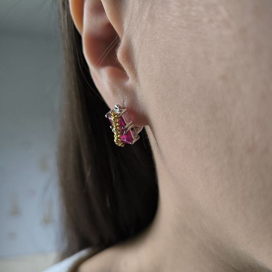 Серебряные серьги с рубином 4.188ct