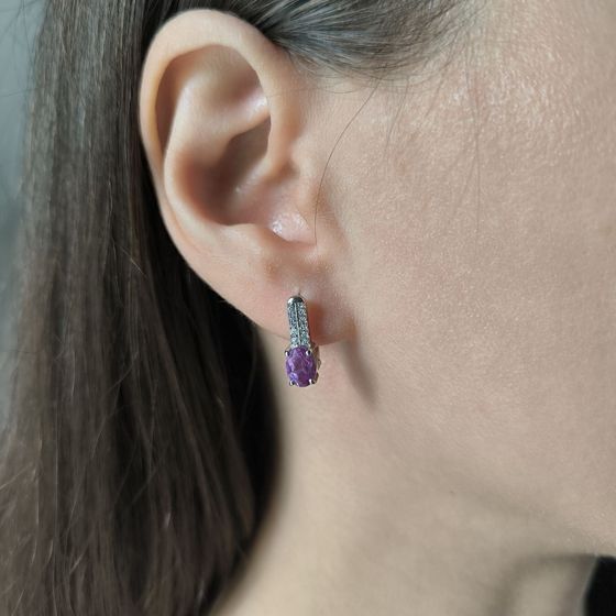 Серебряные серьги с александритом 2.55ct