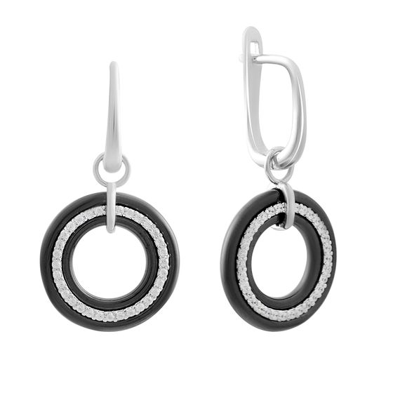 Серебряные серьги с , керамикой