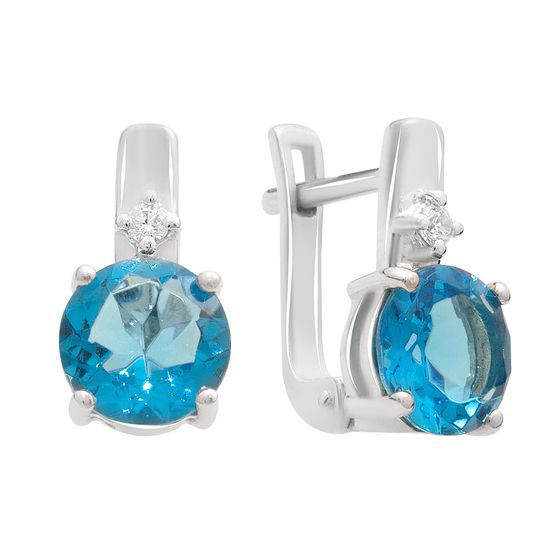 Серебряные серьги с топазом 2.94ct, фианитами