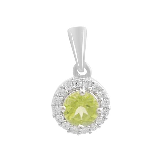 Серебряная подвеска с хризолітом, фианитами