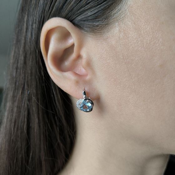 Серебряные серьги с топазом 3.197ct