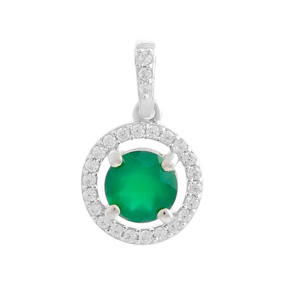Серебряная подвеска с агатом 1.017ct, фианитами