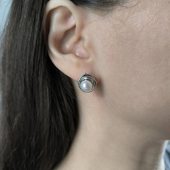 Серебряные серьги с жемчугом