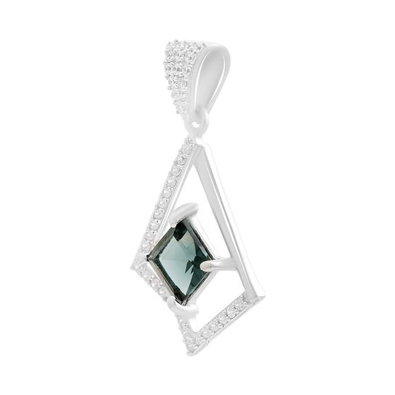 Серебряная подвеска с топазом Лондон Блю 1.339ct, фианитами