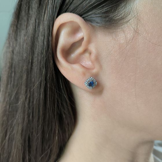 Серебряные серьги с сапфиром nano 0.64ct