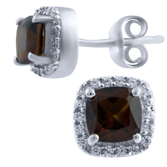 Серебряные серьги с гранатом 1.891ct