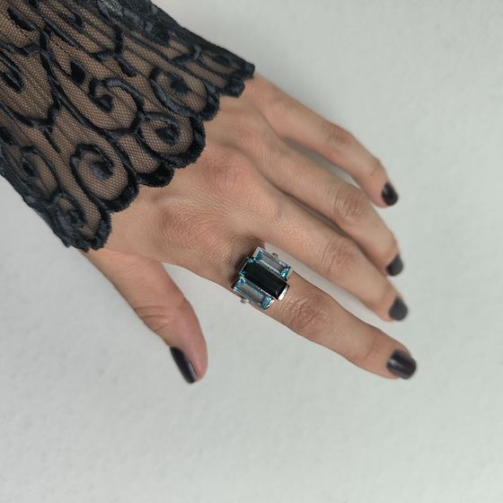 Серебряное кольцо с топазом Лондон Блю 7.378ct, топазом