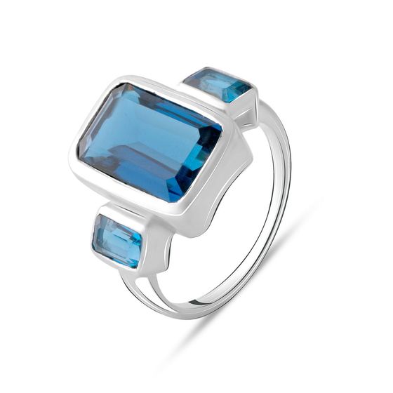 Серебряное кольцо с топазом Лондон Блю 6.953ct