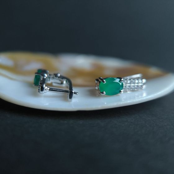 Серебряные серьги с агатом 1.666ct