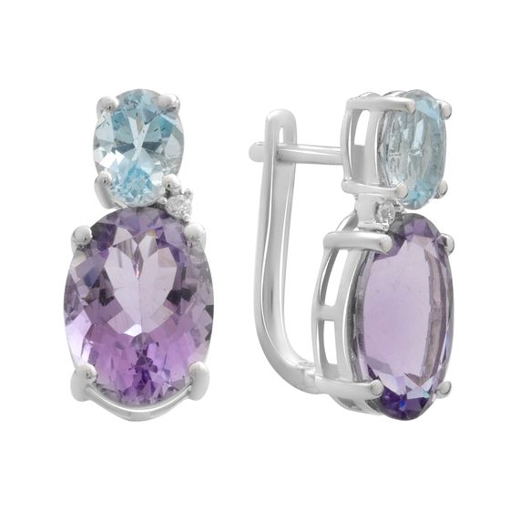 Серебряные серьги с аметистом, топазом