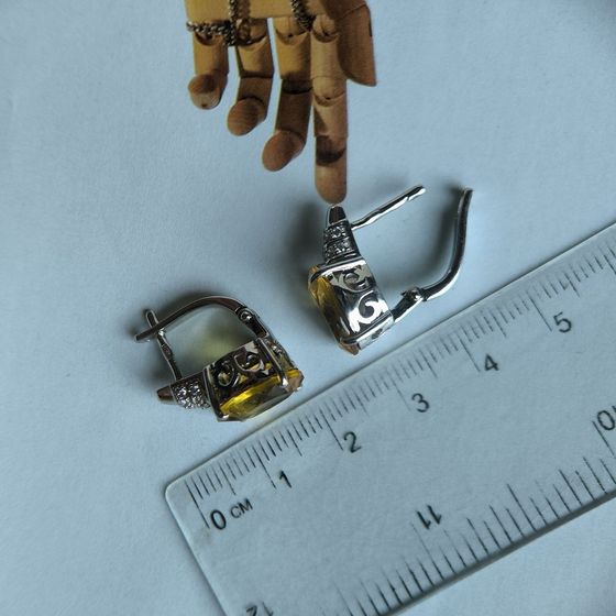 Серебряные серьги с цитрином nano 8.005ct