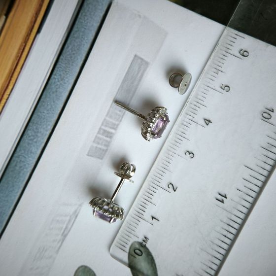 Серебряные серьги с аметистом 1.677ct