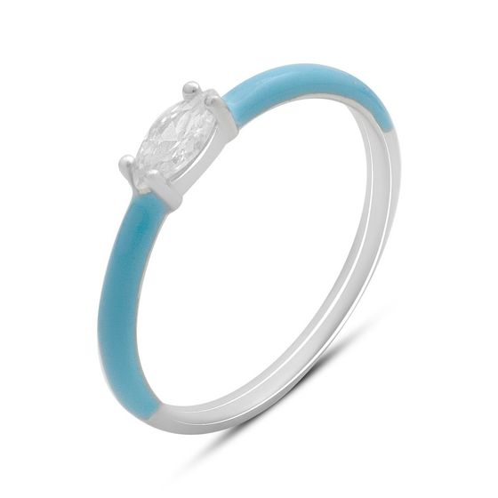 Серебряное кольцо с фианитами, емаллю