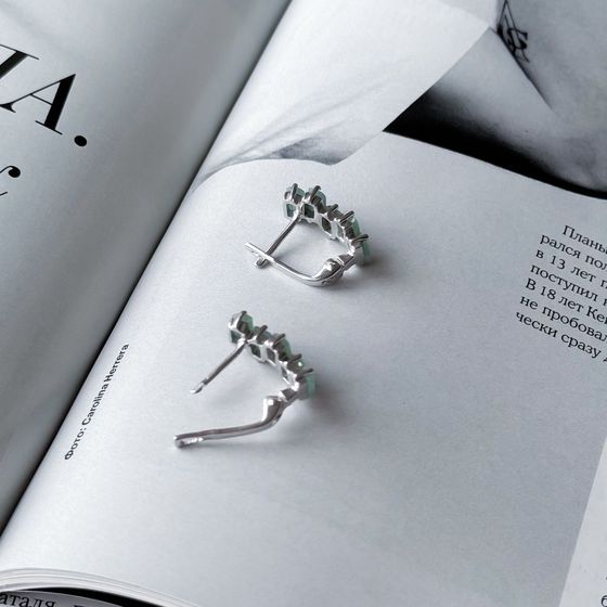 Серебряные серьги с изумрудом 2.55ct