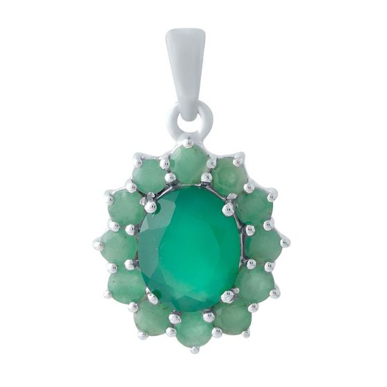 Серебряная подвеска с изумрудом 3.859ct