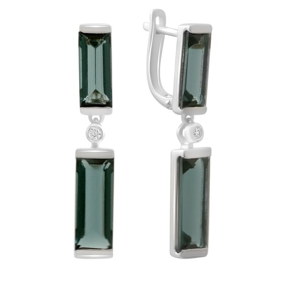 Серебряные серьги с топазом Лондон Блю 10.403ct