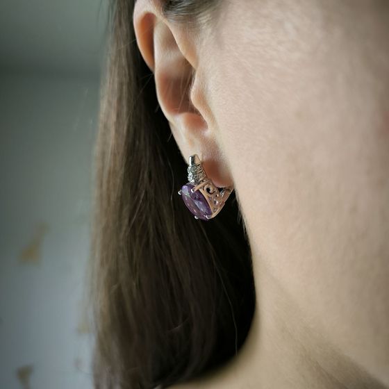 Серебряные серьги с аметистом 8.705ct