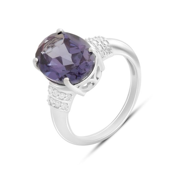 Серебряное кольцо с александритом 8.205ct, фианитами