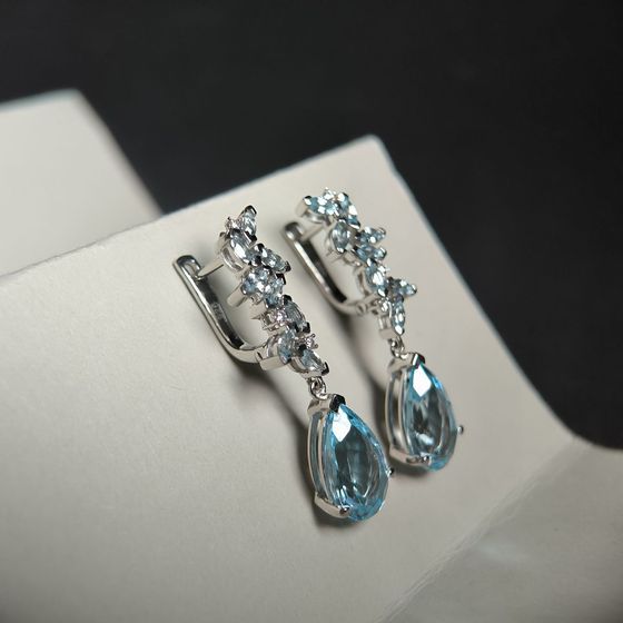 Серебряные серьги с топазом 12.405ct