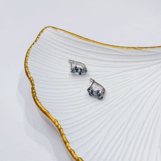 Серебряные серьги с топазом Лондон Блю 1.397ct, топазом