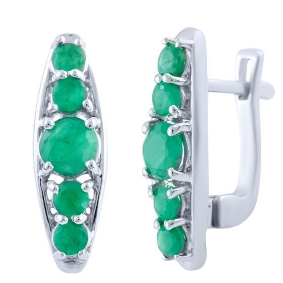 Серебряные серьги с изумрудом 4.558ct