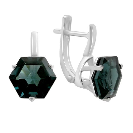Серебряные серьги с топазом Лондон Блю 6.927ct
