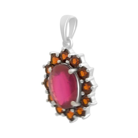 Серебряная подвеска с рубином 5.59ct, гранатом