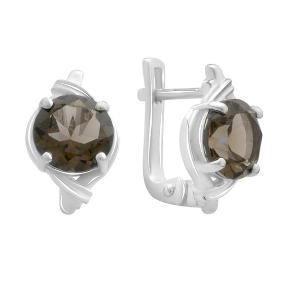 Серебряные серьги с раухтопазом (дымчатым кварцем) 3.467ct