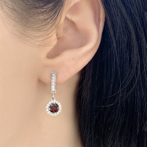 Серебряные серьги с гранатом 1.942ct
