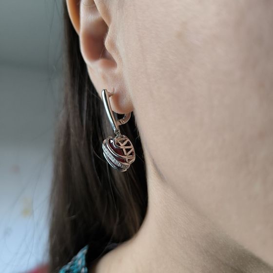 Серебряные серьги с гранатом 8.463ct